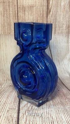 Vintage Helena Tynell Riihimaen Lasi Blue Aitanlukko / Padlock Glass Vase #1653