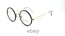 Vintage Hilton Classic 2 Black Gold Round Glasses Frame 49mm NOS 14kt R. Gold