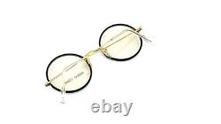 Vintage Hilton Classic 2 Black Gold Round Glasses Frame 49mm NOS 14kt R. Gold