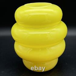 Vintage Ikea Anne Nilsson 9 Yellow Modernist Cased Glass Vase Beehive Hooped