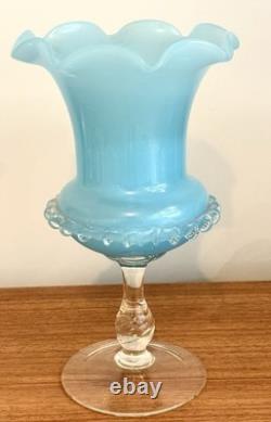 Vintage Italian Empoli Turquoise Blue Opaline Art Glass Vase