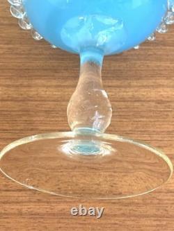 Vintage Italian Empoli Turquoise Blue Opaline Art Glass Vase