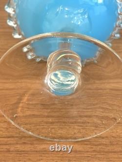 Vintage Italian Empoli Turquoise Blue Opaline Art Glass Vase