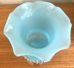 Vintage Italian Empoli Turquoise Blue Opaline Art Glass Vase