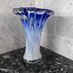 Vintage Italian Murano Blue Art Glass Swung Vase