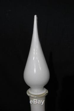 Vintage Italian Ribbed WHITE Art Glass 28 Decanter BOTTLE Vase withStopper, Italy