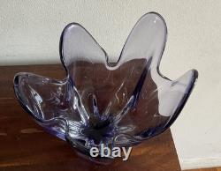 Vintage Japanese Iwatsu Hineri Purple Handkerchief Art Glass Vase