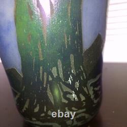 Vintage John Barber Handblown Iridescent Art Glass Vase, Signed & Dated 14.5