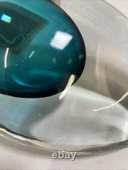 Vintage Josef Schott Smalandshyyan Swedish Aqua Art Glass Vase 1950