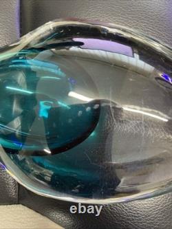 Vintage Josef Schott Smalandshyyan Swedish Aqua Art Glass Vase 1950