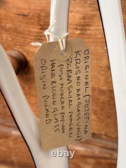 Vintage Jozefina Krosno Hand-blown Art Glass vase Erupt Series Zebra Swirl