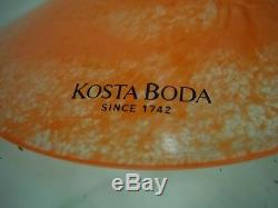 Vintage Kosta Boda Kjell Engman Swedish Art Glass Vase Female Form Orange Green