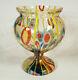 Vintage Kralik Bohemian Czech Art Glass Vase Lines Canes Vaseline Czechoslovakia