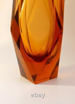 Vintage Large 2kg Alessandro Mandruzzato Sommerso Murano Faceted Art Glass Vase