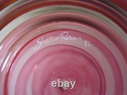 Vintage Large Bowl Art Glass Spiral Swirl Signed 1996