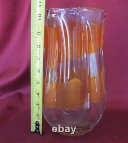 Vintage Large Heavy Italian Murano Crystal Glass Vase