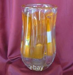 Vintage Large Heavy Italian Murano Crystal Glass Vase