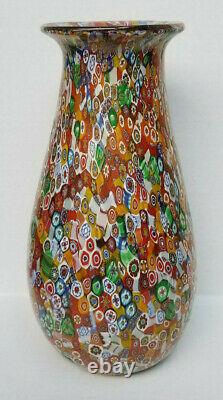 Vintage Large Italian Venetian Murano Millefiori Art Glass Vase