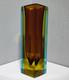 Vintage Large Mid-century Murano Sommerso Pentagon Block Vase Mandruzzato Poli
