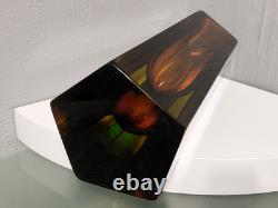 Vintage Large Mid-Century Murano Sommerso Pentagon Block Vase Mandruzzato Poli