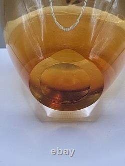 Vintage Large Murano Art Glass Heart Vase Hand Blown Amber 17cm Tall 16cm Wide