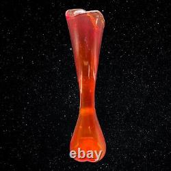 Vintage Lefton Japan Art Glass Orange Tall Swung Vase Tangerine 15T 3.5W