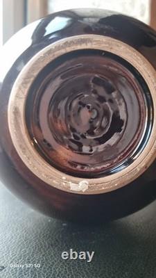 Vintage Les Carroz French Art Glass Vase 10 Tall Signed Tortoiseshell