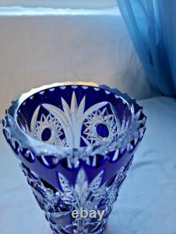 Vintage, Luxurious, Bohemian, 8, 2kg, Cobalt Blue, Hand Cut Crystal Glass Vase