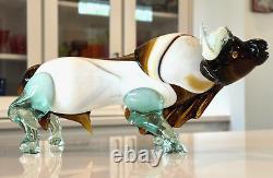 Vintage MCM Italian Murano Art Glass Decorative Bull Figurine Sculpture