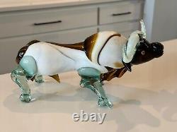 Vintage MCM Italian Murano Art Glass Decorative Bull Figurine Sculpture