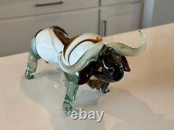 Vintage MCM Italian Murano Art Glass Decorative Bull Figurine Sculpture