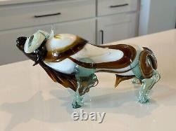 Vintage MCM Italian Murano Art Glass Decorative Bull Figurine Sculpture