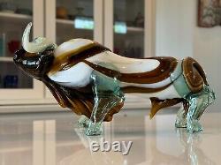 Vintage MCM Italian Murano Art Glass Decorative Bull Figurine Sculpture