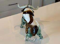 Vintage MCM Italian Murano Art Glass Decorative Bull Figurine Sculpture