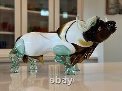 Vintage MCM Italian Murano Art Glass Decorative Bull Figurine Sculpture