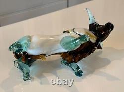 Vintage MCM Italian Murano Art Glass Decorative Bull Figurine Sculpture