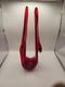 Vintage Mcm Viartec Style Art Glass Basket Vase 13.5 Red Orange Cadmium Glow