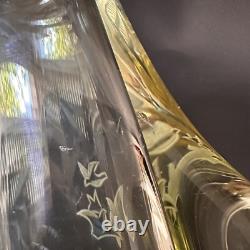 Vintage MID Century Miloslav Klinger Czech 24cm Tall Etched Art Glass Vase