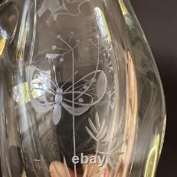 Vintage MID Century Miloslav Klinger Czech 24cm Tall Etched Art Glass Vase