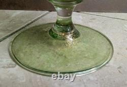 Vintage MURANO Art Glass VASE/AMPHORA Clear-Green w 24K Gold Leaf