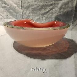 Vintage MURANO MID CENTURY Opalescent Pink Art Glass Sculpture Ashtray