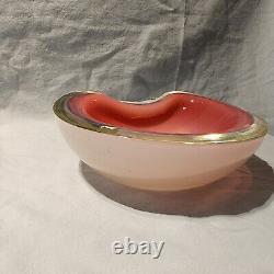 Vintage MURANO MID CENTURY Opalescent Pink Art Glass Sculpture Ashtray