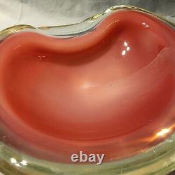 Vintage MURANO MID CENTURY Opalescent Pink Art Glass Sculpture Ashtray