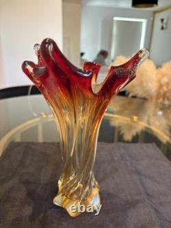 Vintage MURANO TWISTED VASE Fratelli Toso Art Glass Handblown 10.5 High Italy