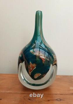 Vintage Mdina Art Glass Cube Vase Tiger Pattern Eric Dobson c1970's