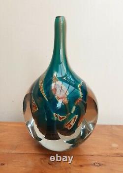 Vintage Mdina Art Glass Cube Vase Tiger Pattern Eric Dobson c1970's