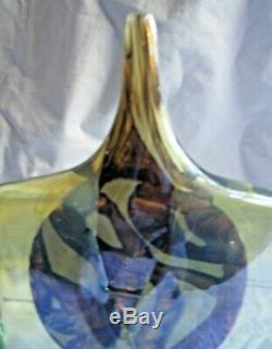 Vintage Mdina art glass Malta, Fish Axe Head, single fine stem Vase