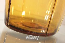 Vintage Mid-Century Amber Art Glass Vase in the Style of Empoli Glass