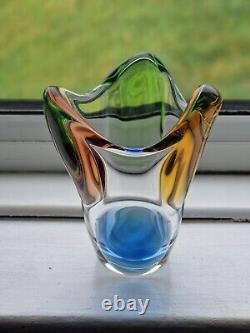 Vintage Mid Century Frantisek Zemek Moser Mstizov Uranium Czech Art Glass Vase