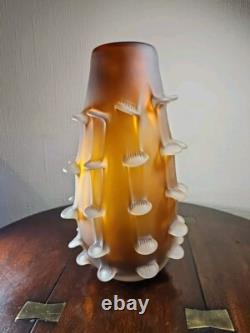 Vintage Mid Century Italian Art Glass Satin Corroso Pulled Vase